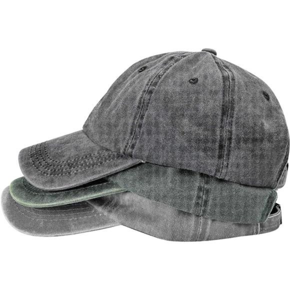 3 Pack Washed Plain Baseball Cap, Retro Adjustable Dad Hats Gift for Men/Women - Picture 1 of 7